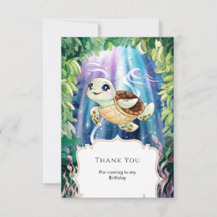 Carte De Remerciements Pastel Magique pour les enfants Tortue Anniversair