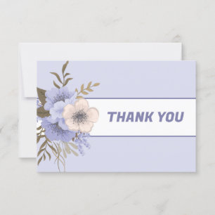 Carte De Remerciements Pastel Peach Floral Violet Cinq Roses sauvages pét