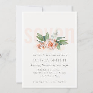 Carte De Remerciements Pastel Peach Rose Floral Bunch 7e Anniversaire Inv