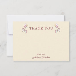 Carte De Remerciements Pastel Pink Cute Carousel Girl Baby Shower