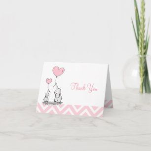 Carte De Remerciements Pastel Pink Elephant Personnalisé Baby Girl