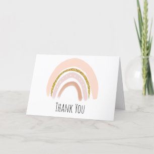Carte De Remerciements Pastel Pink & Faux Parties scintillant Boho Rainbo