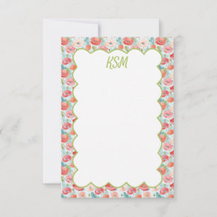 Carte De Remerciements Pastel Poppies Monogram Papier