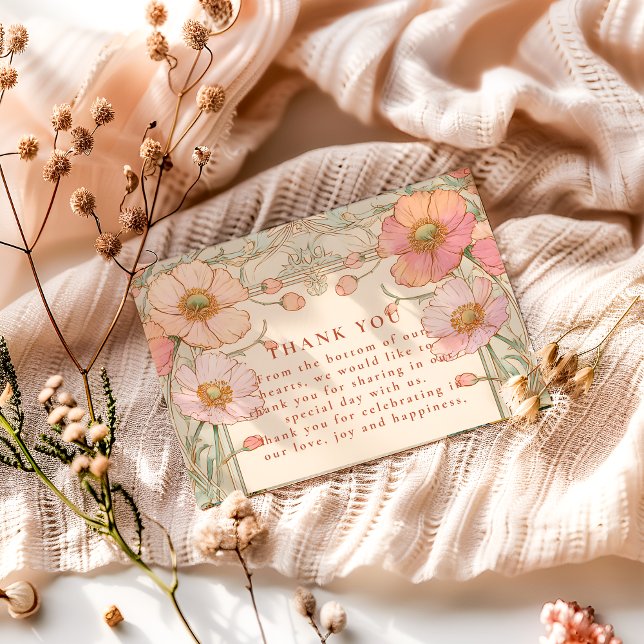 Carte De Remerciements Pastel Poppy Garden Wedding (Créateur téléchargé)