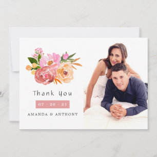 Carte De Remerciements Pastel Printemps mariage Mariage floral photo