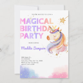 Carte De Remerciements Pastel Rainbow Unicorn fête d'anniversaire Invitat