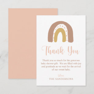 Carte De Remerciements Pastel Rose Aquarelle Rainbow Baby. Douche
