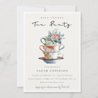 Pastel tasses empilées Baby shower Tea Party Invit