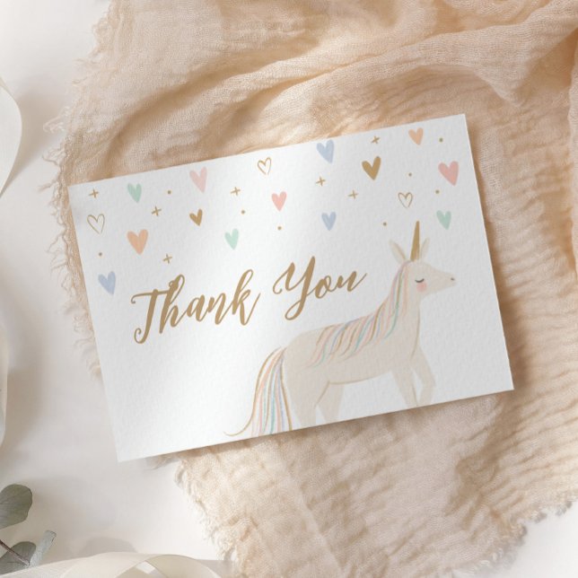 Carte De Remerciements Pastel Unicorn Anniversaire (Créateur téléchargé)