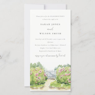 Carte De Remerciements Pastel Watercolor Cottage Garden Fiançailles Invit