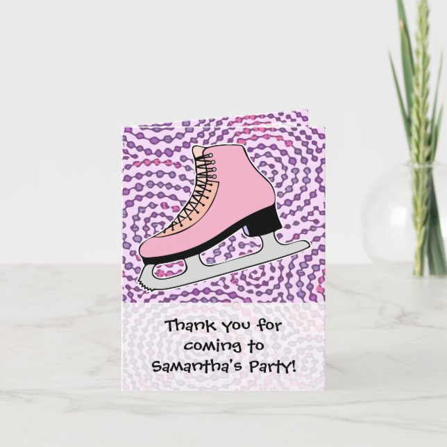 Carte De Remerciements Patinage sur glace, Patinage rose (Devant)