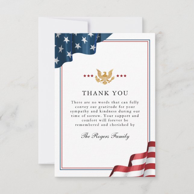 Carte De Remerciements Patriot Flat Thank You Note Card (Devant)