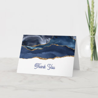 Carte De Remerciements Patriotic Blue Gold Agate