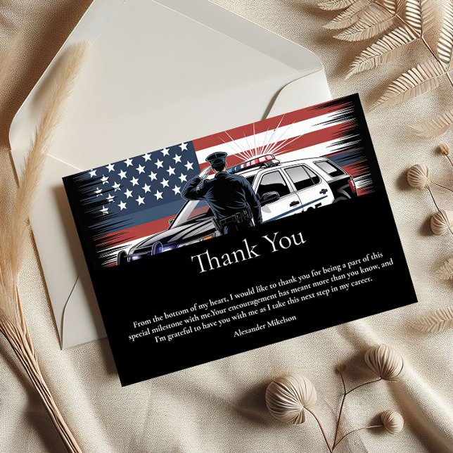 Carte De Remerciements Patriotic Police Officer Graduation (Créateur téléchargé)