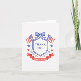 Carte De Remerciements Patriotic Red White & I Do Monogram Wedding