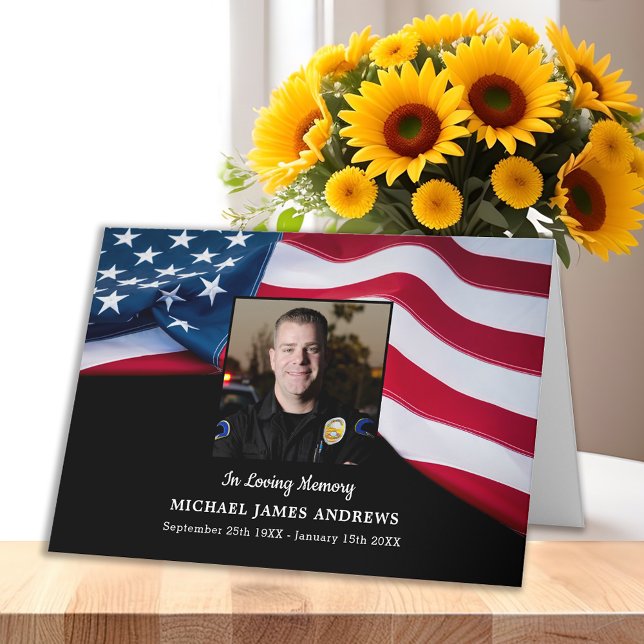 Carte De Remerciements Patriotique USA Drapeau policier Memorial funérail (Créateur téléchargé)