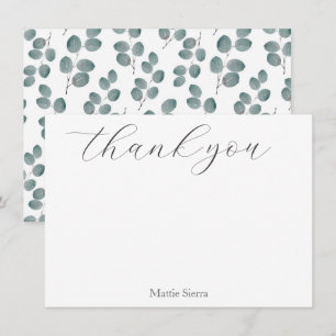 Carte De Remerciements Pattern de Watercolor Silver Dollar Eucalyptus Lea