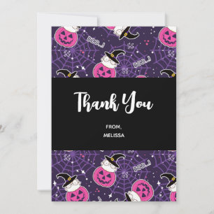 Carte De Remerciements Patters de Cute Cats et Pumkins