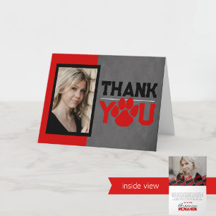 Carte De Remerciements Pawprint rouge et noir Patinage pliage 2 photo