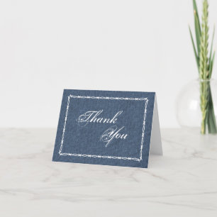 Carte De Remerciements Pays Bleu Denim et fil Barb
