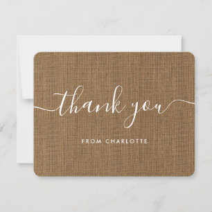 Carte De Remerciements Pays Burlap Wedding shower Anniversaire Rustique