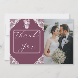 Carte De Remerciements Pays dentelle Mason Jar Burgundy