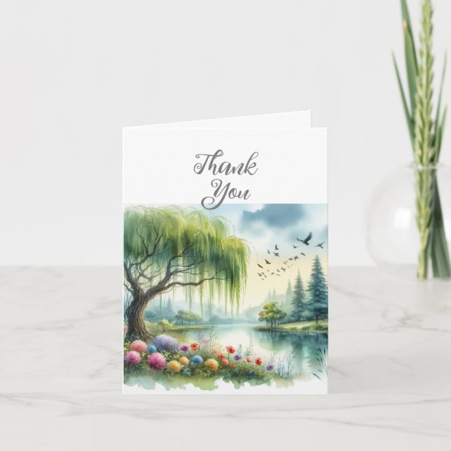 Carte de remerciements paysage aquarelle (Devant)