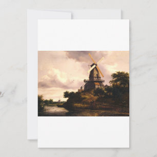 Carte De Remerciements Paysage avec une œuvre d'art de moulin à vent