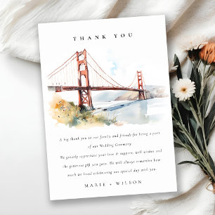 Carte De Remerciements Paysage de mariage du pont Golden Gate de San Fran