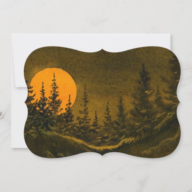 Carte De Remerciements Paysage nocturne; chasse ou moisson lune (Devant)