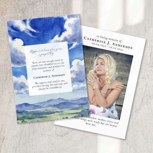 Carte De Remerciements Paysage Sky Memorial Photo Sympathy Funérailles (Créateur téléchargé)