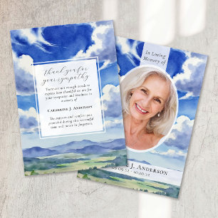Carte De Remerciements Paysage Sky Memorial Photo Sympathy Funérailles