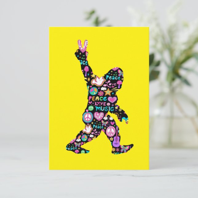 Carte De Remerciements Peace Love Bigfoot Hippie Funny Bigfoot Lover (Debout devant)