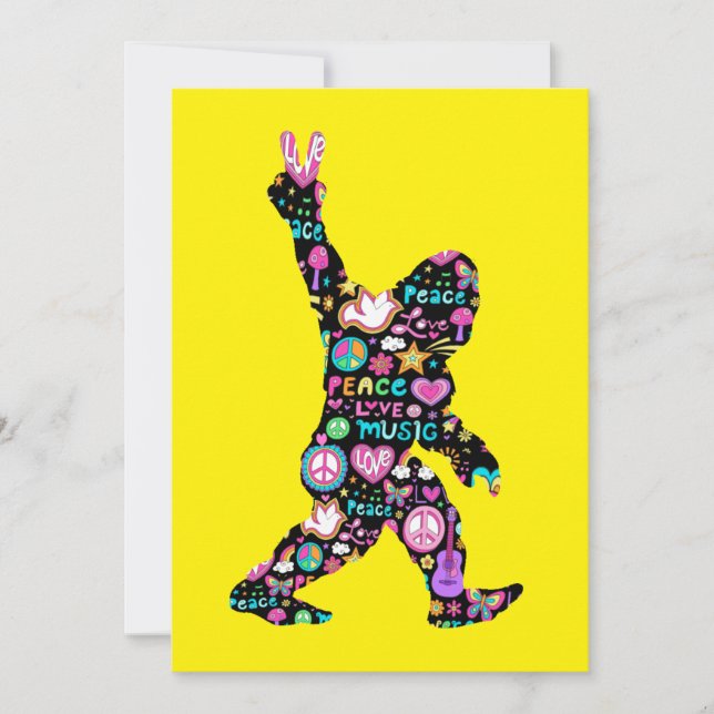 Carte De Remerciements Peace Love Bigfoot Hippie Funny Bigfoot Lover (Devant)