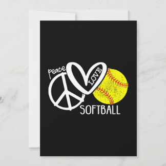 Carte De Remerciements Peace Love Softball Vector SKY