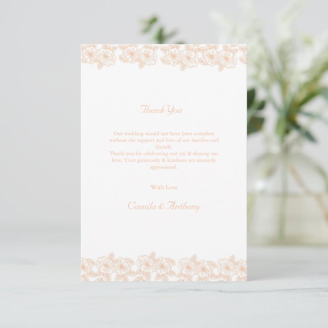 Carte De Remerciements Peach Fuzz minimaliste Motif tendance (Debout devant)