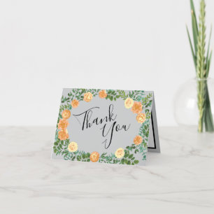 Carte De Remerciements Peach Grey Mariage Spring Floral