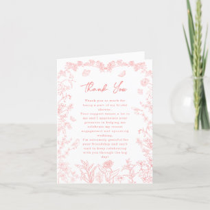 Carte De Remerciements Peach Pink Garden Chinoiserie Fête des mariées