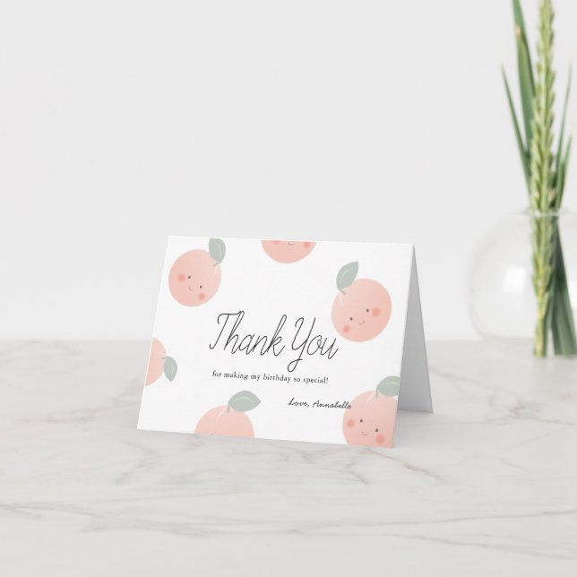Carte De Remerciements Peaches & Crème Cute Kawaii Fille Anniversaire (Devant)