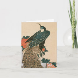 Carte De Remerciements Peacock et Peonies par Mariage Hiroshige