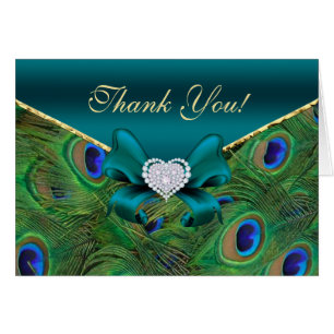 Carte de remerciements Peacock turquoise