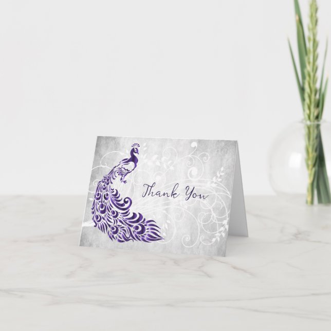 Carte de remerciements Peacock Violet (Devant)
