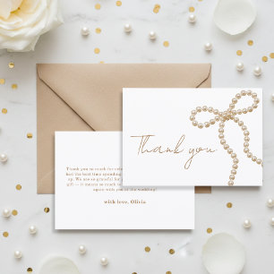 Carte De Remerciements Pearl Bow Chic Elle se marie : Shower de mariage