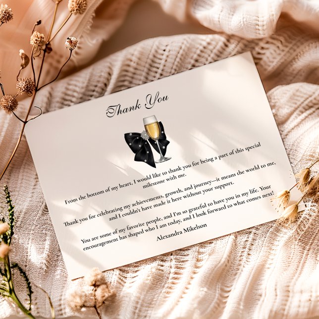 Carte De Remerciements Pearl Champagne Glass Graduation (Créateur téléchargé)