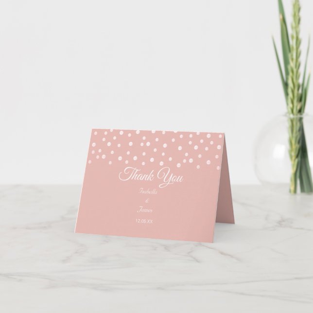 Carte De Remerciements Pearl Confetti sur Mariage or Rose (Devant)