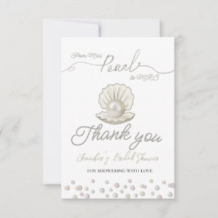 Carte De Remerciements Pearl & Shell Pearlcore Mlle à MRS Fête des mariée
