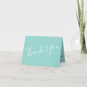 Carte De Remerciements Pêche Aqua Turquoise Mariage Roses Floral