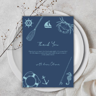 Carte De Remerciements Pêche minimaliste moderne Baby shower nautique gar