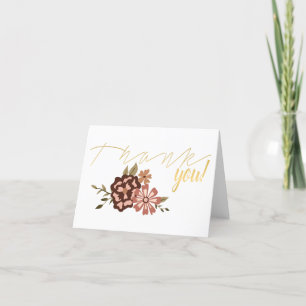 Carte De Remerciements Pêche Whimsical Brown Motif Fleurs Vins