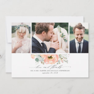 Carte De Remerciements Pêcher Floral Mariage 3 Photos
